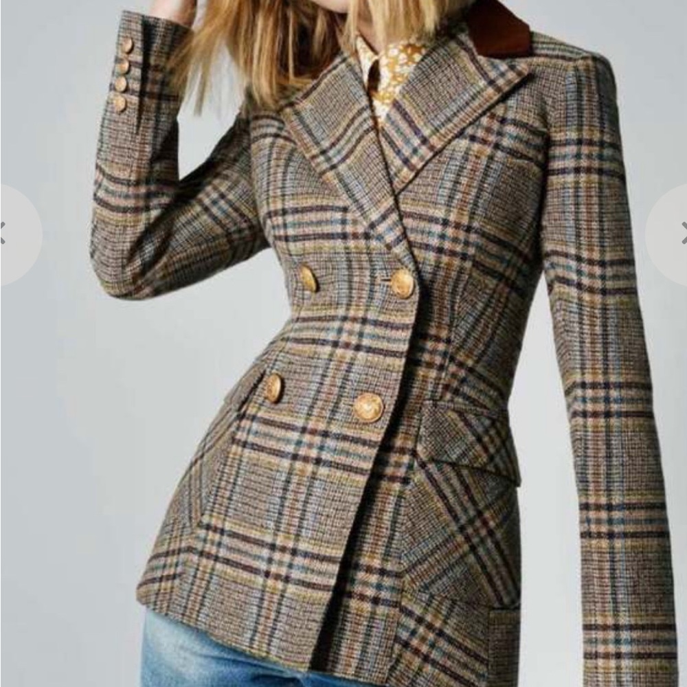 SMYTHE Patch Pocket Wedding Blazer NWTplaid fitted double breasted 4 SOLD OUT